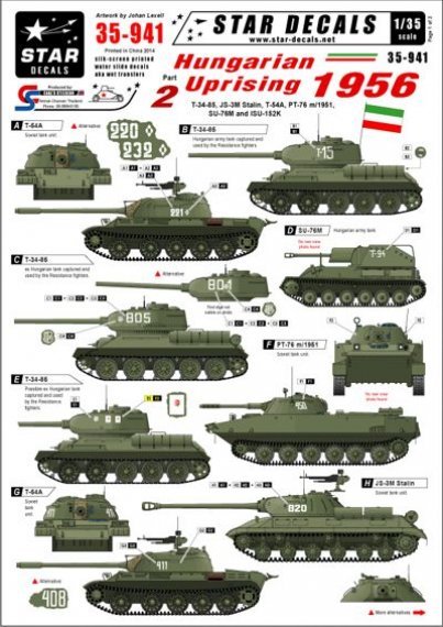 1/35 Hungarian Uprising 1956 2. T-34-85, SU-76M, JSU-152K...