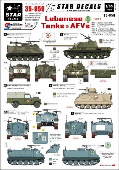 1/35 Lebanese Tanks & AFVs 1. Markings for SLA, Lebanese Forces