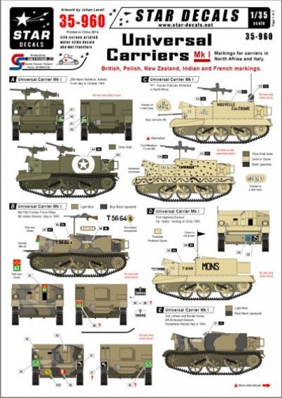 1/35 Universal Carriers Mk I. British, Polish, NZ, Indian and Fr