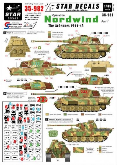 Star Decals Operation Nordwind German Tanks 1/35