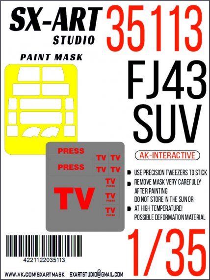 1/35 Paint mask FJ43 SUV