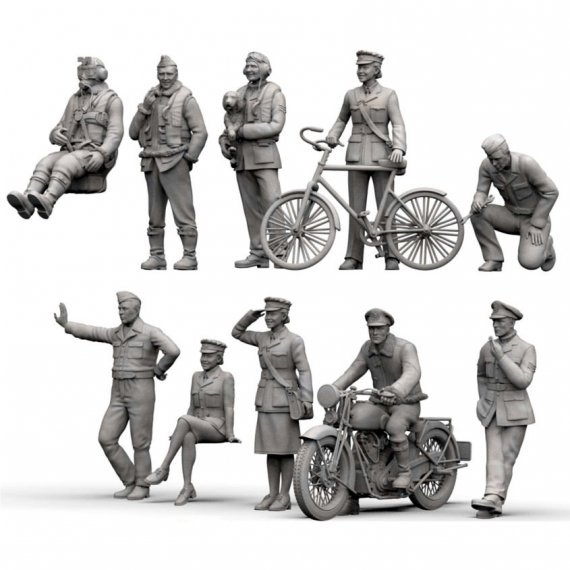 1/48 British Pilots & Ground Personnel WWII 10 pcs