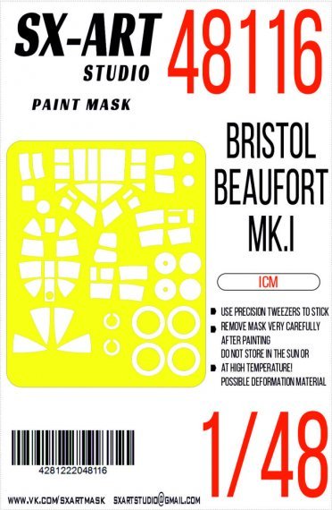 1/48 Paint mask Bristol Beaufort Mk.I