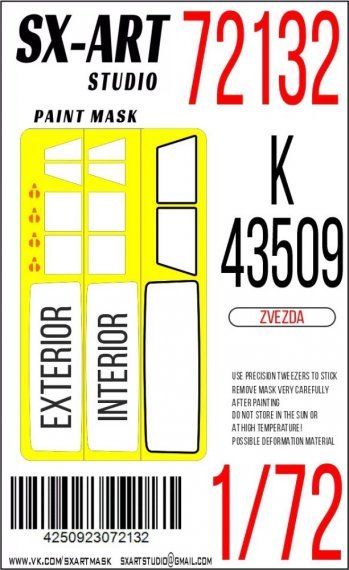 1/72 Paint mask K-43509 for Zvezda