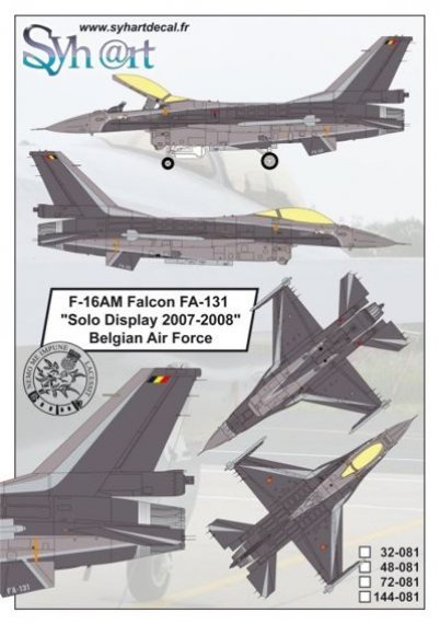 1/32 F-16AM Falcon FA-131 Solo Display 2007-2008 Belgian AF
