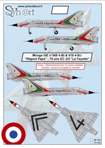 1/48 2x Dassault Mirage Iiie Regent Papa 70 years La Fayetette