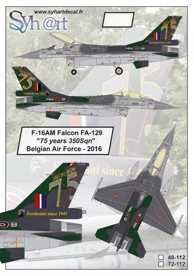 1/72 F-16AM Falcon FA-129 75 years 350Sqn Belgian Air Force 2016