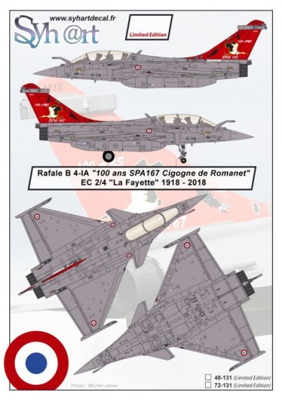 1/72 Dassault Rafale B 4-IA 100 years SPA167 Cigogne de Romanet