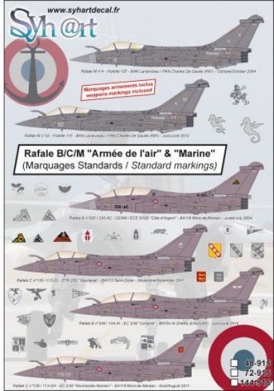 1/72 Dassault Rafale B/C/M standards marks Arme de l'Air & M