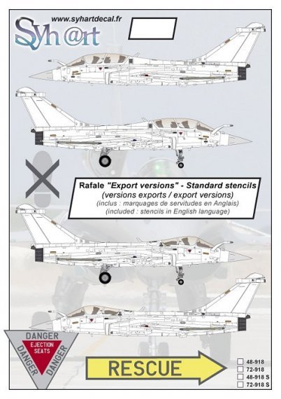 1/72 Dassault Rafale exports Standard stencils