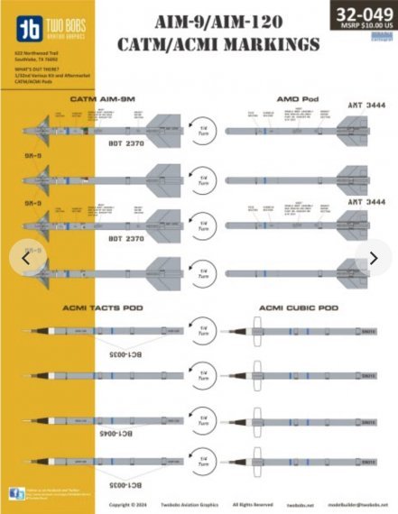 1/32 Markings for CATM AIM-9/AIM-120/ACMI Missiles