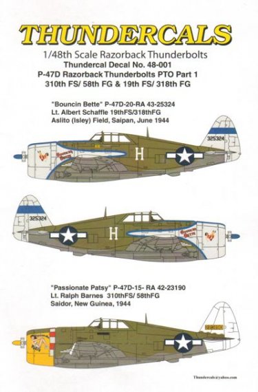 Thundercals P-47D Thunderbolt Decals 1/48