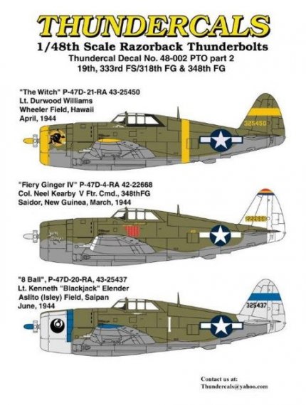 Thundercals Decalcomanie P-47D Thunderbolt Razorback 1/48