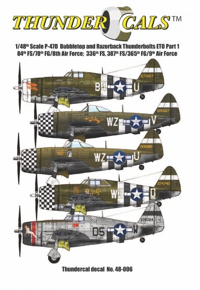 1/48 P-47D Bubbletop and Razorback Thunderbolts Eto Part 1 decal