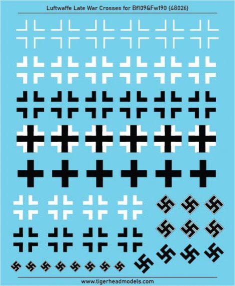 1/48 Luftwaffe Late War Cross set for Bf109 and Fw190
