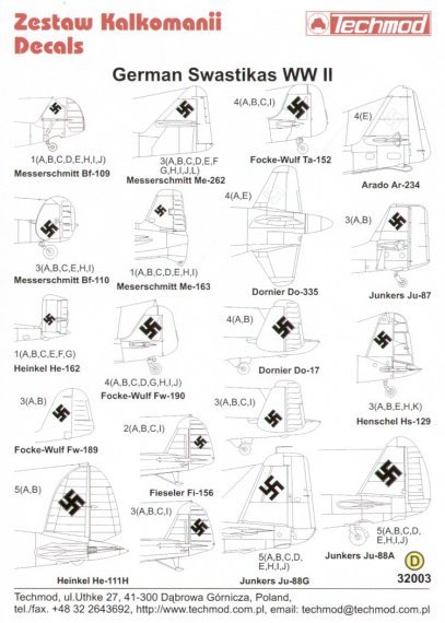 Techmod Luftwaffe German Swastika Decals 1/32