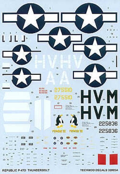 Techmod P-47D Thunderbolt Razorback Decals 1/32