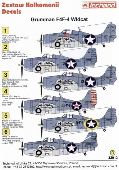 1/32 Re-printed! Grumman F4F-4 Wildcat