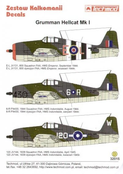 Techmod Decalcomanie Hellcat Mk.I Royal Navy 1/32