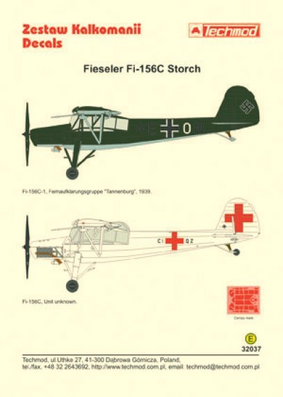 Techmod Storch Fi-156C Masks 1/32 Luftwaffe