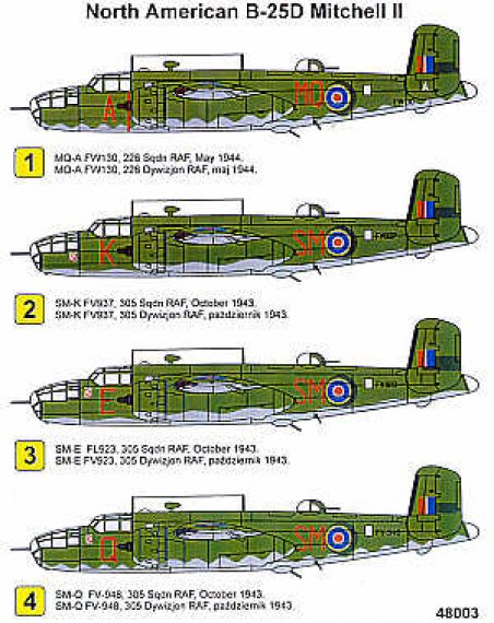 Techmod B-25D Mitchell Decals 1/48