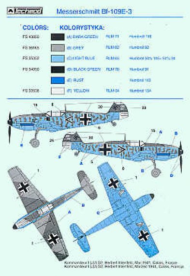 Techmod Bf-109E-3 Galland Bar Decals 1/48