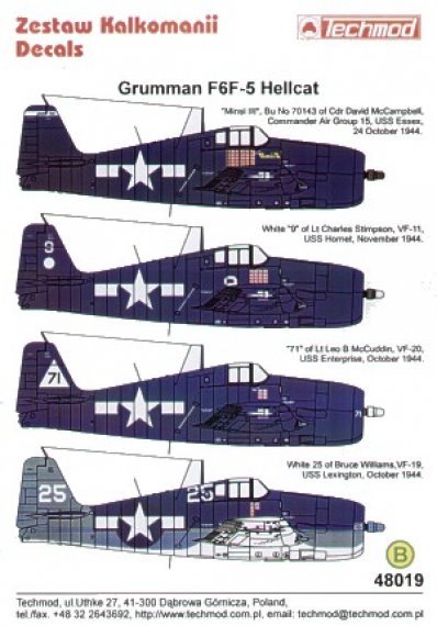 1/48 F6F-5 Hellcat White 25 VF-19 Bruce Williams USS Lexington