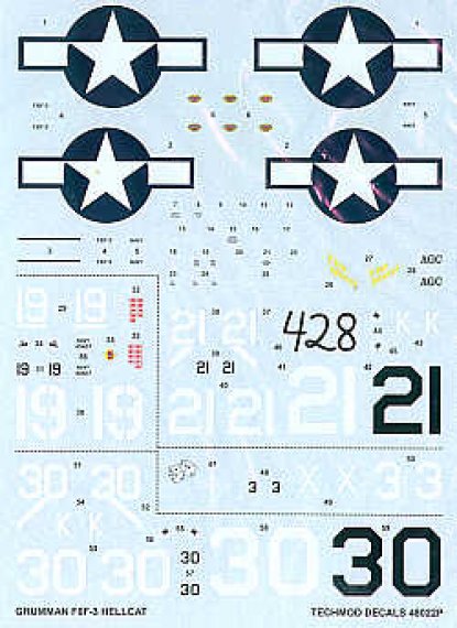 Techmod F6F-3 Hellcat Decals 1/48