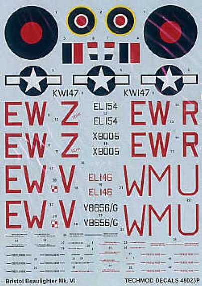 1/48 Bristol Beaufighter Mk.VIF (5) EL154 EW-Z, X8005 EW-R