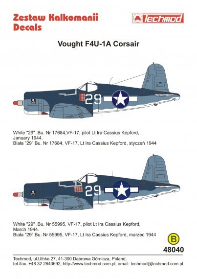 1/48 Vought F4U-1A White 29 VF-17