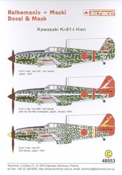 Techmod Kawasaki Ki-61 Hien Part 2 Paint Masks 1/48