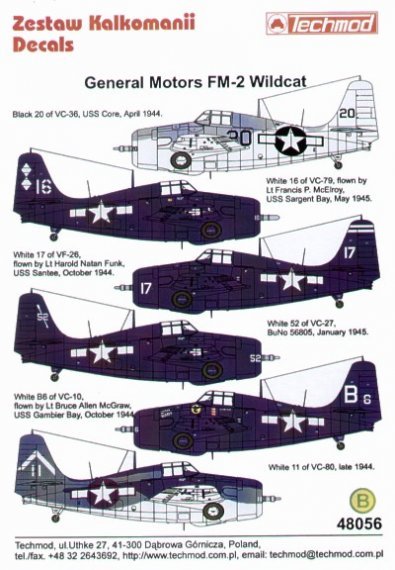 Techmod Decalcomanie FM-2 Wildcat VC 1944 1/48