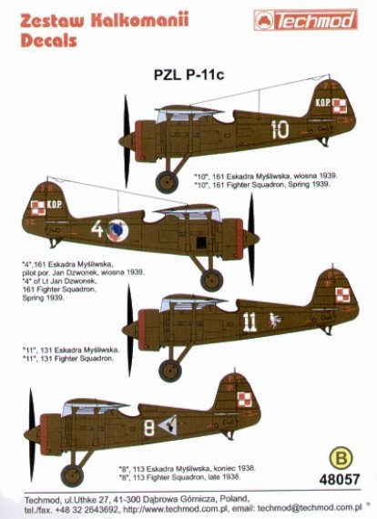 Techmod PZL P.11C Decals 1/48