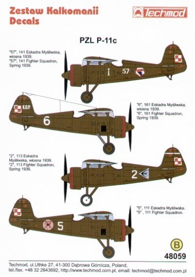 Techmod Decalcomanie PZL P.11C 1/48 Parte 3