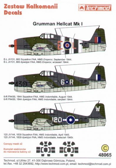 1/48 Grumman F6F Hellcat Mk.I FAA JV131 E-L 800 NAS HMS Emperor