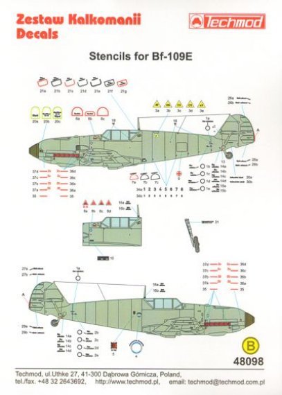 1/48 Bf-109E Stencils