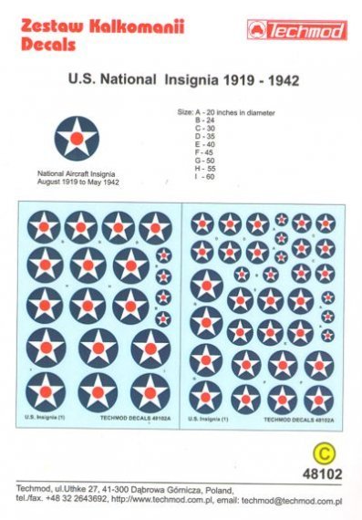 1/48 U.S National Insignia 1919-1942