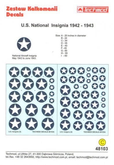 1/48 U.S National Insignia 1942-1943