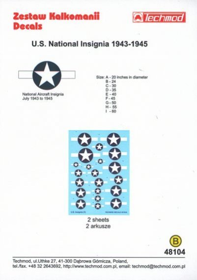 1/48 U.S. Insignia White Star and Blue disc with white bars