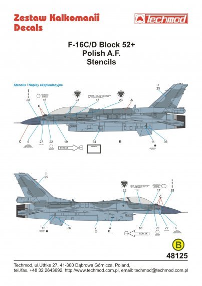 1/48 F-16C/D Block 52+ stencils Polish Air Force