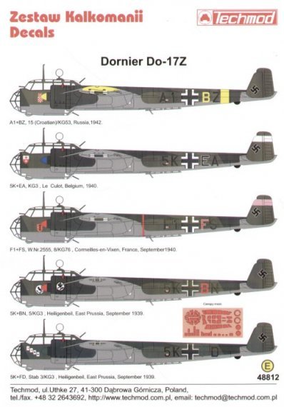 Techmod D�calcomanies Dornier Do-17Z 1/48