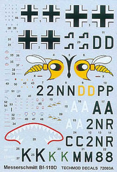 Techmod Decals Bf-110D ZG76 1/72