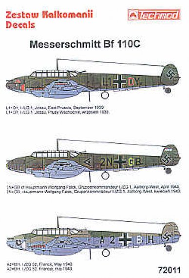 Techmod Bf-110C Messerschmitt Decals 1/72