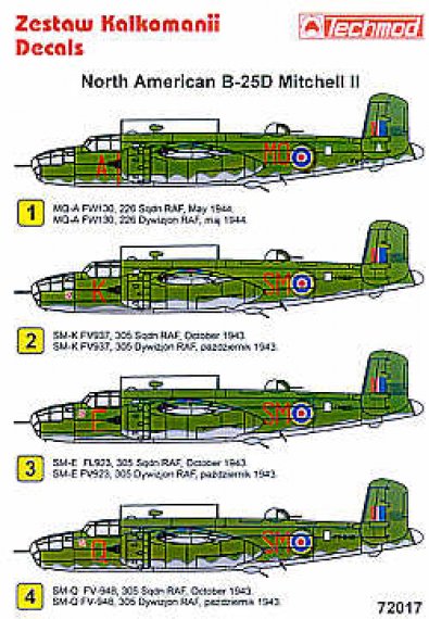Techmod Decals B-25D Mitchell 1/72
