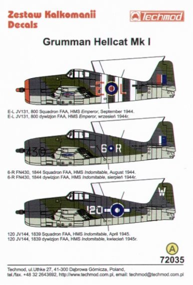 Techmod Decals F6F Hellcat Mk.I FAA 1/72