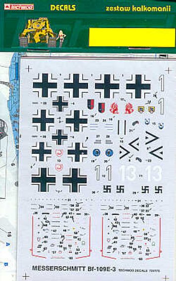 Techmod Decals Bf-109E-3 1/72 5 Varianten