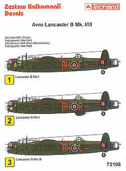 Techmod Avro Lancaster 300 Polish Squadron Decals 1/72