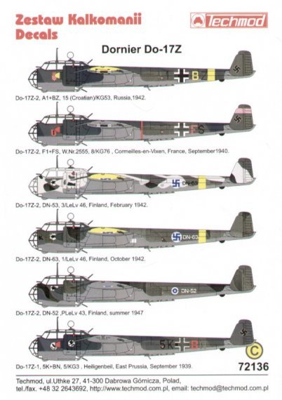 Techmod Decalcomanie Dornier Do-17Z 1/72