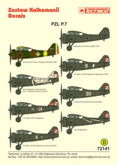 Techmod D�calcomanies PZL P.7 Part 2 1/72