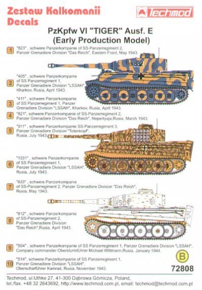 1/72 Pz.Kpfw.VI Tiger Ausf.E Early Production Model 10 different